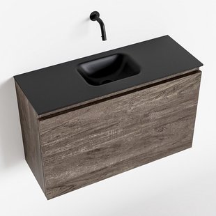 MONDIAZ OLAN 80cm toiletmeubel dark brown. LEX wastafel urban midden geen kraangat