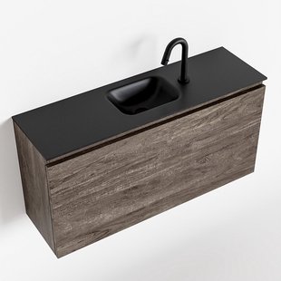 MONDIAZ OLAN 100cm toiletmeubel dark brown. LEX wastafel urban midden 1 kraangat