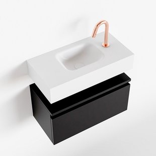 MONDIAZ ANDOR 60cm toiletmeubel urban. LEX 60cm wastafel talc midden 1 kraangat