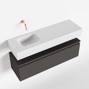 MONDIAZ ANDOR 100cm toiletmeubel dark grey. LEX 100cm wastafel talc links geen kraangat