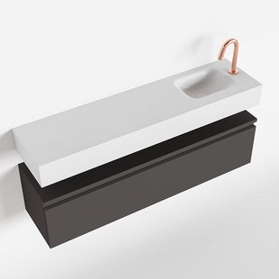 MONDIAZ ANDOR 120cm toiletmeubel dark grey. LEX 120cm wastafel talc rechts 1 kraangat