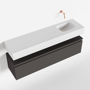 MONDIAZ ANDOR 120cm toiletmeubel dark grey. LEX 120cm wastafel talc rechts geen kraangat