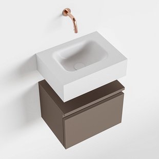 MONDIAZ ANDOR 40cm toiletmeubel smoke. LEX 40cm wastafel talc midden geen kraangat
