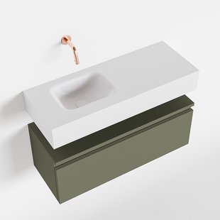 MONDIAZ ANDOR 80cm toiletmeubel army. LEX 80cm wastafel talc links geen kraangat