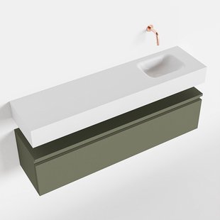 MONDIAZ ANDOR 120cm toiletmeubel army. LEX 120cm wastafel talc rechts geen kraangat