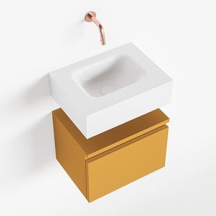 MONDIAZ ANDOR 40cm toiletmeubel ocher. LEX 40cm wastafel talc midden geen kraangat