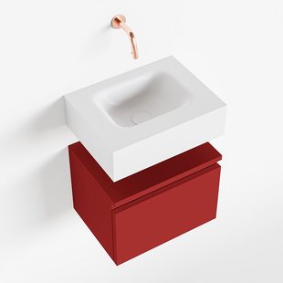 MONDIAZ ANDOR 40cm toiletmeubel fire. LEX 40cm wastafel talc midden geen kraangat