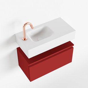 MONDIAZ ANDOR 60cm toiletmeubel fire. LEX 60cm wastafel talc links 1 kraangat