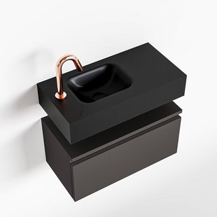 MONDIAZ ANDOR 60cm toiletmeubel dark grey. LEX 60cm wastafel urban links 1 kraangat