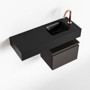 MONDIAZ ANDOR 40cm toiletmeubel dark grey. LEX 80cm wastafel urban rechts 1 kraangat