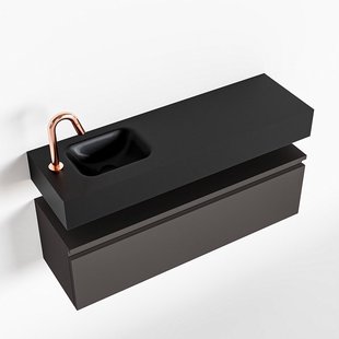 MONDIAZ ANDOR 100cm toiletmeubel dark grey. LEX 100cm wastafel urban links 1 kraangat