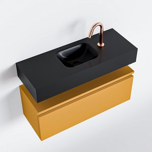 MONDIAZ ANDOR 80cm toiletmeubel ocher. LEX 80cm wastafel urban midden 1 kraangat