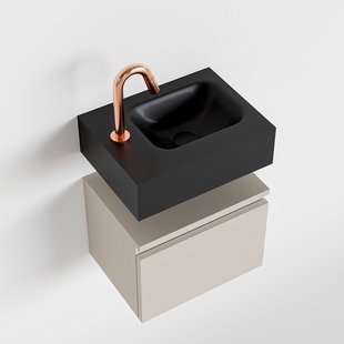 MONDIAZ ANDOR 40cm toiletmeubel linen. LEX 40cm wastafel urban rechts 1 kraangat