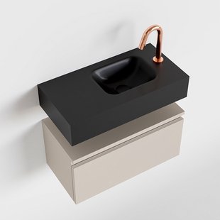 MONDIAZ ANDOR 60cm toiletmeubel linen. LEX 60cm wastafel urban rechts 1 kraangat