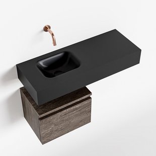 MONDIAZ ANDOR 40cm toiletmeubel dark brown. LEX 80cm wastafel urban links geen kraangat