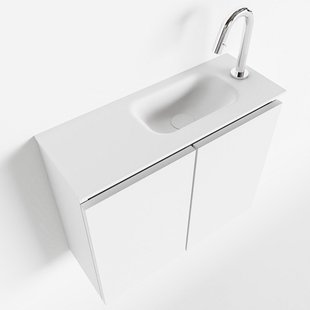 MONDIAZ TURE 60cm toiletmeubel talc. EDEN wastafel talc rechts 1 kraangat