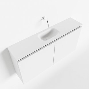 MONDIAZ TURE 100cm toiletmeubel talc. EDEN wastafel talc midden geen kraangat