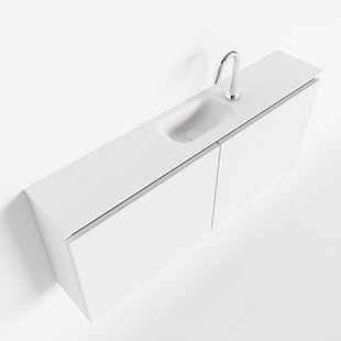 MONDIAZ TURE 120cm toiletmeubel talc. EDEN wastafel talc midden 1 kraangat