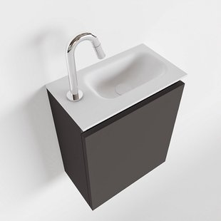 MONDIAZ TURE 40cm toiletmeubel dark grey. EDEN wastafel talc rechts 1 kraangat