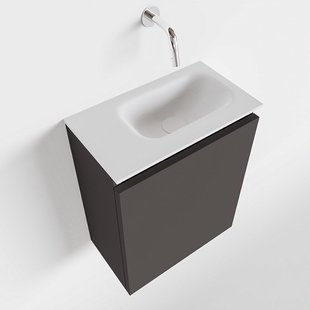 MONDIAZ TURE 40cm toiletmeubel dark grey. EDEN wastafel talc rechts geen kraangat