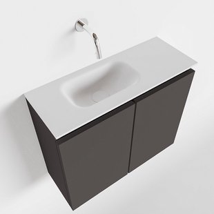 MONDIAZ TURE 60cm toiletmeubel dark grey. EDEN wastafel talc links geen kraangat