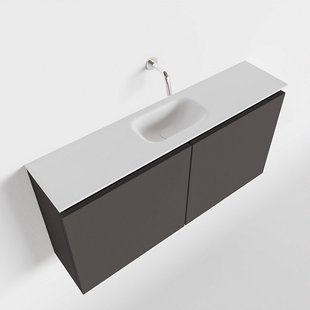 MONDIAZ TURE 100cm toiletmeubel dark grey. EDEN wastafel talc midden geen kraangat