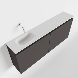 MONDIAZ TURE 120cm toiletmeubel dark grey. EDEN wastafel talc links geen kraangat