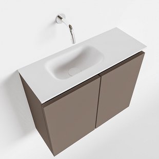 MONDIAZ TURE 60cm toiletmeubel smoke. EDEN wastafel talc links geen kraangat MONDIAZ TURE 60cm toiletmeubel smoke. EDEN wastafel talc links geen kraangat