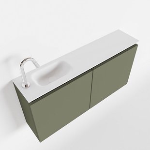 MONDIAZ TURE 100cm toiletmeubel army. EDEN wastafel talc links 1 kraangat