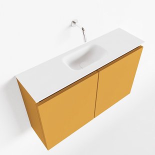 MONDIAZ TURE 80cm toiletmeubel ocher. EDEN wastafel talc midden geen kraangat
