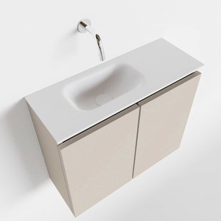 MONDIAZ TURE 60cm toiletmeubel linen. EDEN wastafel talc links geen kraangat