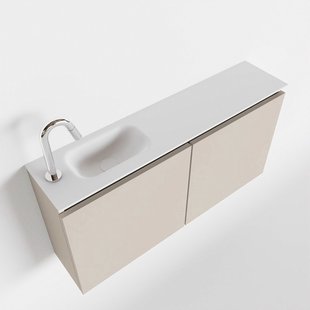 MONDIAZ TURE 100cm toiletmeubel linen. EDEN wastafel talc links 1 kraangat