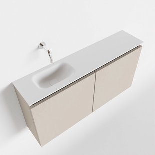 MONDIAZ TURE 100cm toiletmeubel linen. EDEN wastafel talc links geen kraangat