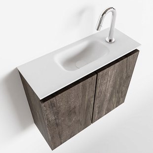 MONDIAZ TURE 60cm toiletmeubel dark brown. EDEN wastafel talc midden 1 kraangat