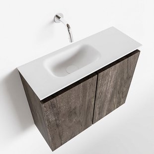 MONDIAZ TURE 60cm toiletmeubel dark brown. EDEN wastafel talc links geen kraangat