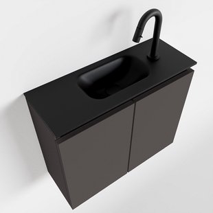 MONDIAZ TURE 60cm toiletmeubel dark grey. EDEN wastafel urban midden 1 kraangat
