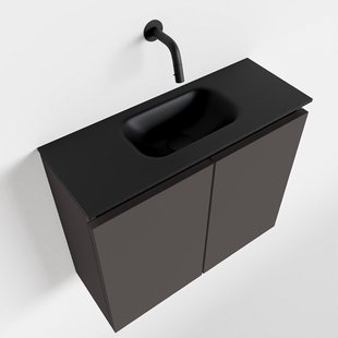 MONDIAZ TURE 60cm toiletmeubel dark grey. EDEN wastafel urban midden geen kraangat
