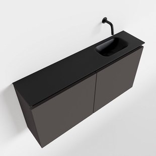MONDIAZ TURE 100cm toiletmeubel dark grey. EDEN wastafel urban rechts geen kraangat