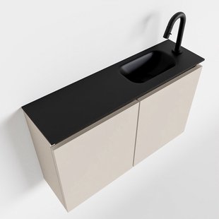 MONDIAZ TURE 80cm toiletmeubel linen. EDEN wastafel urban rechts 1 kraangat