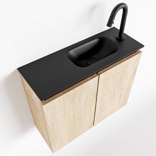 MONDIAZ TURE 60cm toiletmeubel washed oak. EDEN wastafel urban rechts 1 kraangat