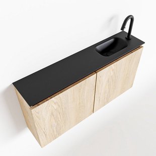 MONDIAZ TURE 100cm toiletmeubel washed oak. EDEN wastafel urban rechts 1 kraangat