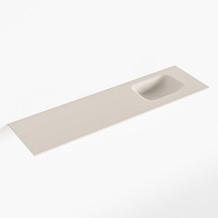 MONDIAZ LEX Linen solid surface inleg wastafel voor toiletmeubel 110cm. Positie wasbak rechts