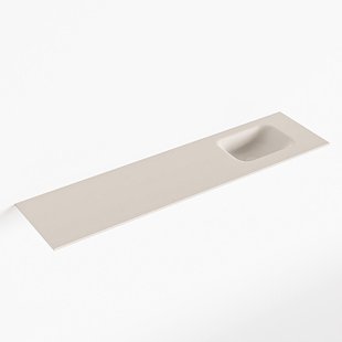 MONDIAZ LEX Linen solid surface inleg wastafel voor toiletmeubel 120cm. Positie wasbak rechts