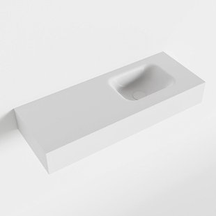MONDIAZ LEX Talc vrijhangende solid surface wastafel 80cm. Positie wasbak rechts