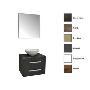 Badkamermeubelset Sanicare Q11 2 Laden 65cm Belluno-Eiken (spiegel optioneel)