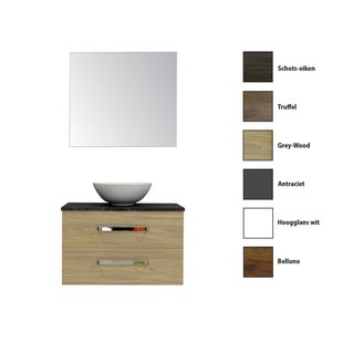 Badkamermeubelset Sanicare Q11 2 Laden 80cm Belluno-Eiken (spiegel optioneel)