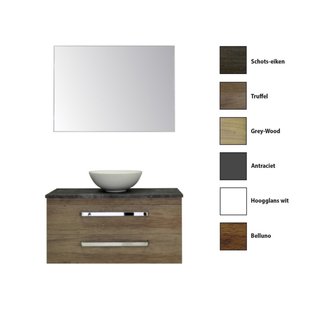 Badkamermeubelset Sanicare Q11 2 Laden 100cm Belluno-Eiken (spiegel optioneel)