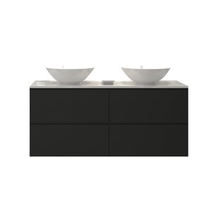 Badkamermeubelset Gliss Hermes 140 cm Mat Zwart Met Waskom