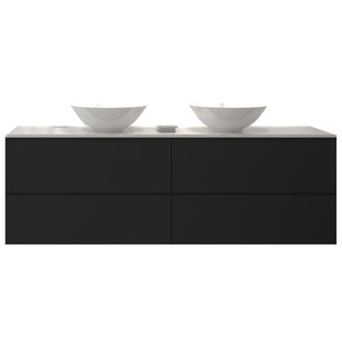 Badkamermeubelset Gliss Hermes 200 cm Mat Zwart Met Waskom