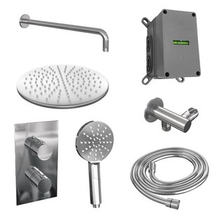 Inbouw Regendouche Set Brauer Chrome Edition Gebogen Wanduitloop Ronde Hoofddouche 30 cm Met Handdouche 3 Standen